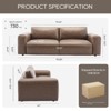 95 Oversized PU Leather Sofa, Comfy 3-Seater Couch with Extra Deep Seats, Wide Arms, Down Filled, Modern Style for Living Room, Apartment - Wolf Gray - 3 of 4