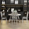 VECELO 46.5 in. Round Dining Table, Rubber Wood Table with 4 Solid Wood Legs for Kitchen, Gray - 4 of 4