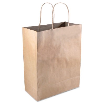 COSCO Premium Shopping Bag Paper 8 x 10 1/4 Brown 50/Box 098375