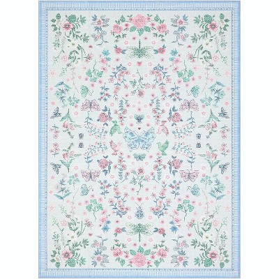 Modern Floral Machine Washable Non-Slip Runner Rug - Low Pile Waterproof Carpet for Kitchen, Entryway, Bathroom, Laundry & Dorm