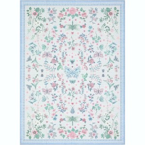 Modern Floral Machine Washable Non-Slip Runner Rug - Low Pile Waterproof Carpet for Kitchen, Entryway, Bathroom, Laundry & Dorm - 1 of 4