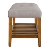 TiramisuBest Mid Century Modern Tan Leather Bench - Brown, Tan Genuine Leather, Solid Wood Entryway Bench, 16.1L x 47.5W - 4 of 4