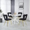 Set of 2 Dining Chair with Upholstery, Upholstered Modern Dining Chair with Gold Legs and Hairball Back Design-Maison Boucle - 2 of 4