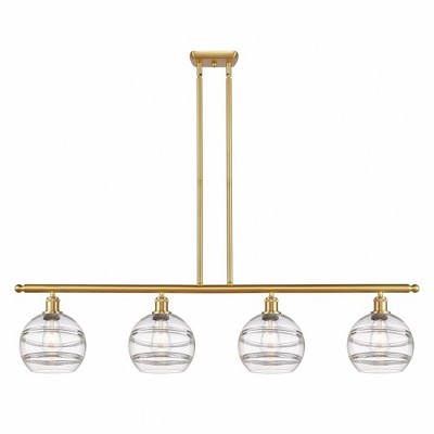 Rochester - 4 Light Stem Hung Island In Industrial Style-10.38 Inches Tall and 48 Inches Wide