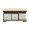 42" Upholstered Wood Entryway Bench with Storage Gray Wash - Saracina Home - 3 of 4