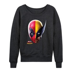 Women's - Marvel - Deadpool & Wolverine Split Space Lightweight French Terry Wide Neck Long Sleeve Shirt - 1 of 4