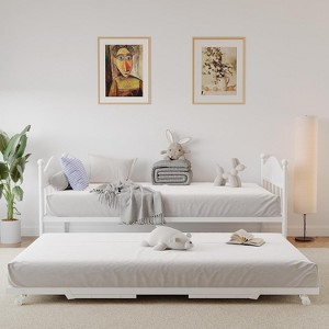 Twin Daybed with Trundle, Sturdy Metal Foldable Bed Frame, Metal Double-Sized Sofa Bed, Heavy-Duty Steel Bed Frame, for Home - 1 of 4