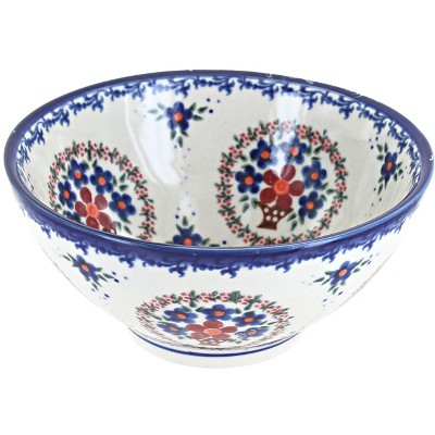 Blue Rose Polish Pottery Old Fashion Rice Bowl