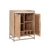 Gordon Solid Wood Iron Base and Faux Marble Top 4 Shelves Bar Cabinet Natural/White/Gold - Linon - 4 of 4