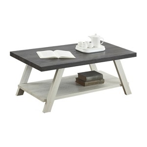 Dexmalle Athens  style Contemporary Replicated Wood Shelf Coffee Table in Charcoal Finish - 1 of 4