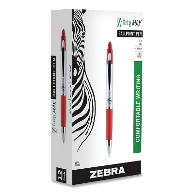 Zebra Z-Grip MAX Ballpoint Pen, Medium - Red Ink (12 Per Pack)