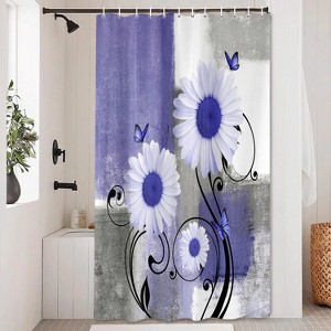 LunaLulinlk Purple Floral Shower Curtains for Bathroom - 1 of 4