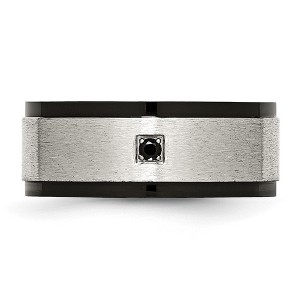 Chisel Stainless Steel Brushed and Polished Black IP-plated with Black Cubic Zirconia 9mm Band Ring - 1 of 4