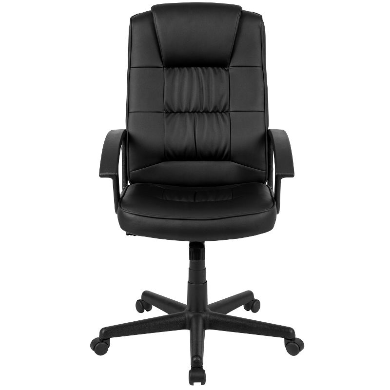 Flash Furniture Biscayne Flash Fundamentals High Back Black LeatherSoft-Padded Task Office Chair with Arms, 4 of 15