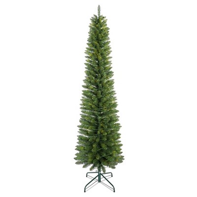 NAYSAYE Christmas Tree Stand 7FT Green Pencil Tree with Slim PVC Branches and Stable Base for Christmas Decorations, Green, 25"*84"*9.24"