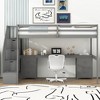 NicBex Twin Size Bunk Bed with Desk Loft Bed Pine Bed Frame with Drawers, Storage Stairs and Full Length Guardrail, No Box Spring Required - 2 of 4