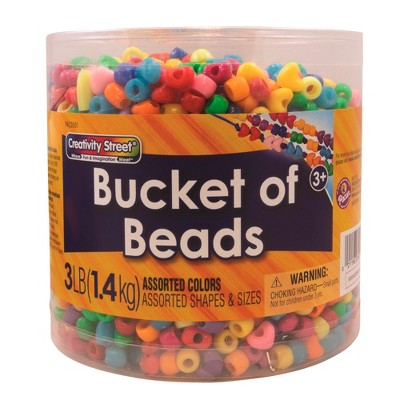 Creativity Street  Bucket of Beads, Assorted Colors,  Assorted Sizes and Shapes, 3 Pounds