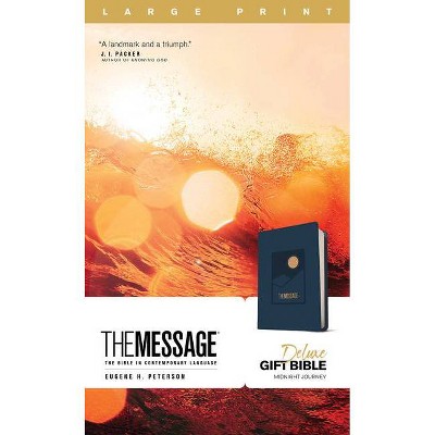 The Message Deluxe Gift Bible, Large Print (Leather-Look, Navy) - (Leather Bound)