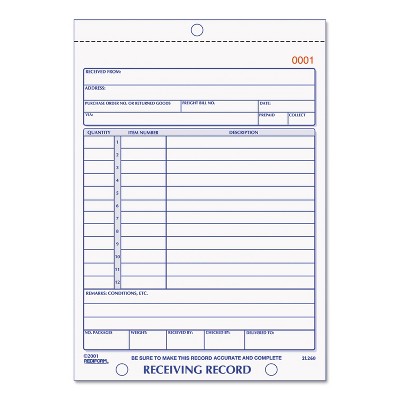 Rediform Receiving Record Book 5 1/2 x 7 7/8 Three-Part Carbonless 50 Sets/Book 2L260