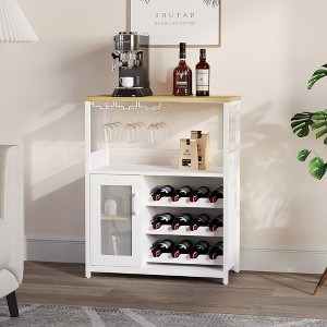 Wine Bar Cabinet with Detachable Wine Rack, Coffee Bar Cabinet with Glass Holders, Adjustable Shelves - 1 of 4