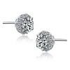 Guili Sterling Silver Round Frame Stud Earrings with Cubic Zirconia – A Classic and Elegant Design That Adds Radiant Sparkle and Timeless Charm - 3 of 3