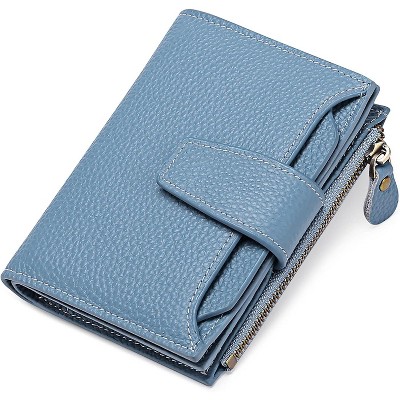 BEAFUP Women's Genuine Leather Wallet,Compact Size Wallet, RFID Blocking,with 14 Slots and 2 Zippered Pockets & Zipper Coin Pouch