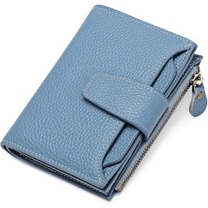 BEAFUP Women's Genuine Leather Wallet,Compact Size Wallet, RFID Blocking,with 14 Slots and 2 Zippered Pockets & Zipper Coin Pouch - 1 of 4