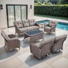 Belord Brown Wicker 7 Piece Patio Furniture Set with 5" Thick Cushions, Outdoor Patio Furniture Set with Swivel Gliding Rocker Chairs and Club Chairs - 3 of 4