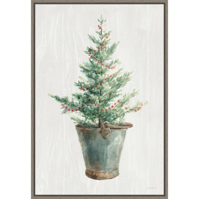 White and Bright Christmas Tree Framed Canvas Wall Art