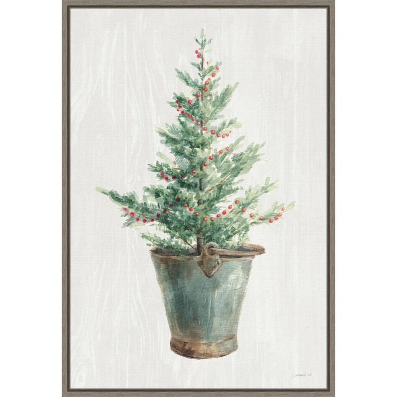 16&#34; x 23&#34; White and Bright Christmas Tree I Framed Wall Canvas - Amanti Art, 1 of 11