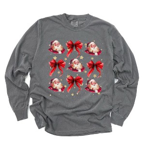 Simply Sage Market Women's Coquette Santa And Bow Chart Long Sleeve Garment Dyed Tee - 1 of 4