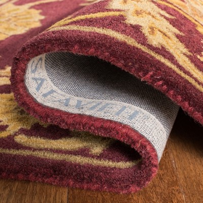Maroon and Gold Hand-Tufted Wool 4' x 6' Area Rug
