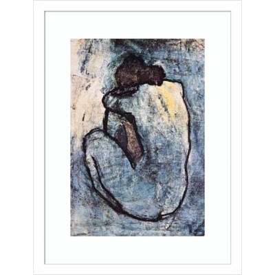 15" x 19" The Blue Nude 1902 by Pablo Picasso Framed Wall Art Print White - Amanti Art
