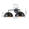 Rennnsan Nerenth 20"W Hardwired 2-Light Dome Industrial Dimmable Wall Sconce in Black - 3 of 4
