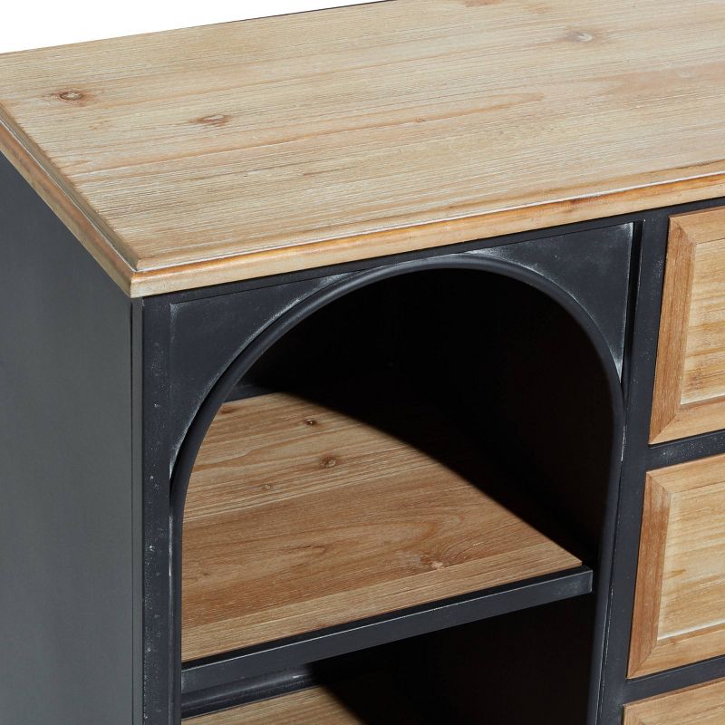 Farmhouse Wood and Metal Cabinet Black - Olivia &#38; May, 6 of 20