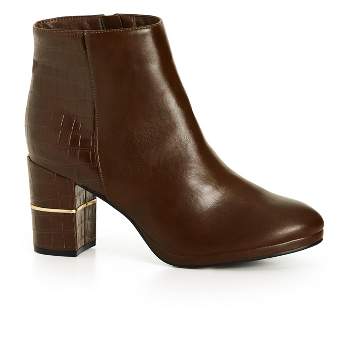 Women's  Wide Fit Rubi Ankle Boot - choc brown | CITY CHIC