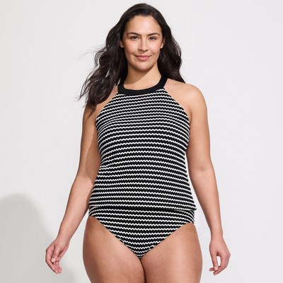 Lands' End Women's Crochet High Neck Tankini Top