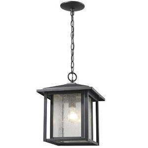 Aspen Outdoor Pendant Light - 11" Glass Shade, Black Finish, Dimmable, Wet Rated, 1 Bulb - 1 of 1