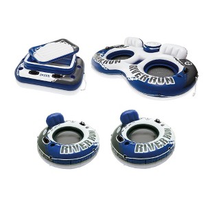 Intex 72 Can Beverage Cooler & 2 Person Tube Float & 1 Person Tube (2 Pack) - 1 of 4