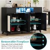 Sideboard Buffet Cabinet With 4 Rattan Doors 2 Drawers Built In Power Outlet Usb Ports Led Lighting Adjustable Shelves Anti Tip Kit Classic Natural - 4 of 4