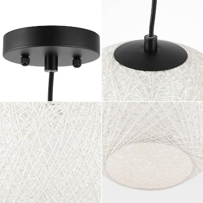 White Bohemian Woven Globe LED Pendant Light