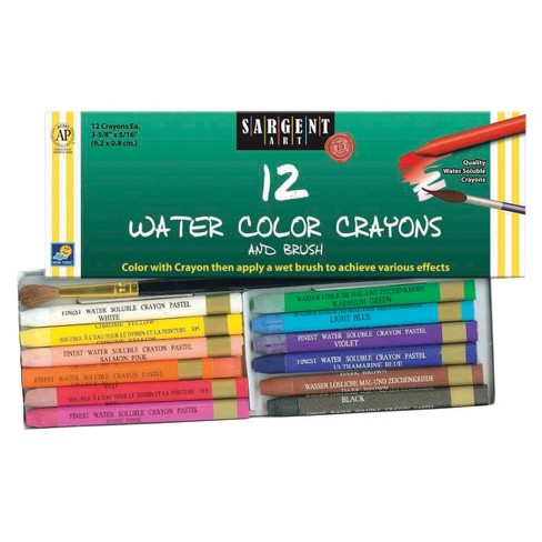 Sargent Art Water Soluble Watercolor Crayons Set, Assorted Colors, set of 12