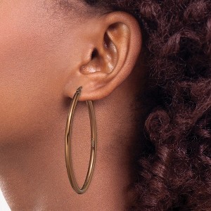 Chisel Stainless Steel Polished Brown IP-plated 55mm Diameter 3mm Oval Hoop Earrings - 1 of 4