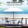 homfan Patio Bistro Sets Cast Aluminum Bistro Set - 3-Piece Outdoor Dining Set with Umbrella Hole Decorative Rose Design for Balcony - 3 of 4