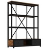 ORRD 3-Shelf Metal Bookcase with Drawers, Open Industrial Bookcase with LED, Vintage Wood Color for Home Office - 2 of 4
