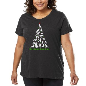 LA Pop Art Here Comes Santa Paws - Women's Word Art T-Shirt - 1 of 4