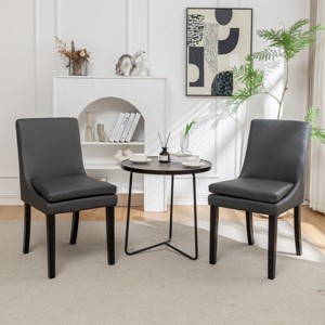 Set of 2 Dining Chairs, Upholstered Kitchen Chairs With Solid Wood Legs,Armless Dining Chairs,Indoor Furniture-Cuddlewood - 1 of 4