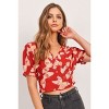 Slickblue Women's Butterfly Print, Smocked Back Waist, Crop Top, V-Neck Style, Chili Pepper, S - 2 of 4