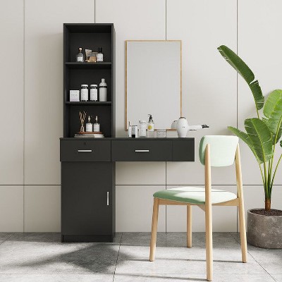 NicBex Home Office Desk 39.76" L Modern Writing Desk with 3 Shelves, 2 Drawers, 1 Dabinet and Wooden Desktop for Office, Study, Living Room
