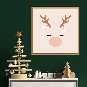 Amanti Art 22"x22" Deer and Baubles by Orara Studio Framed Canvas Wall Art Print - 1 of 4
